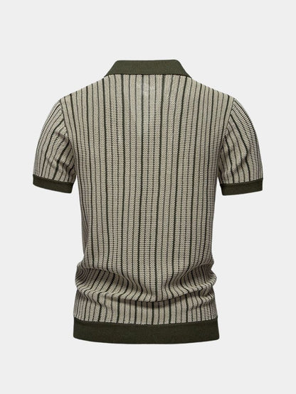 Lachlan | Striped Button-Front Knit Polo