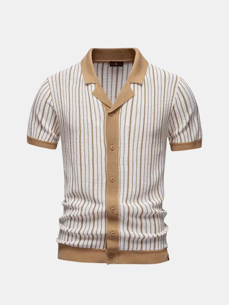 Lachlan | Striped Button-Front Knit Polo