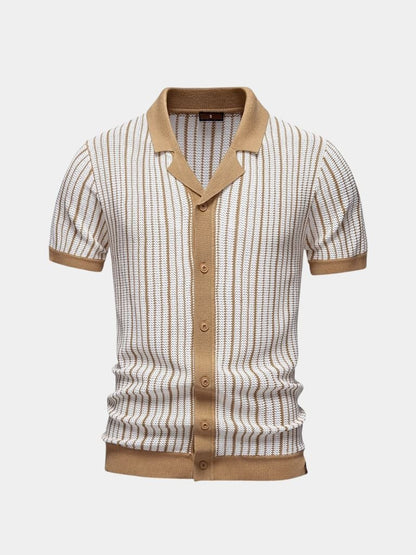 Lachlan | Striped Button-Front Knit Polo