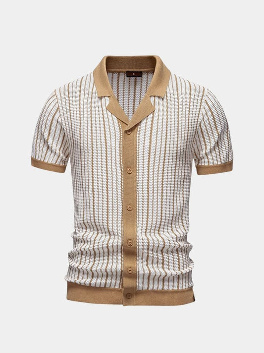 Lachlan | Striped Button-Front Knit Polo