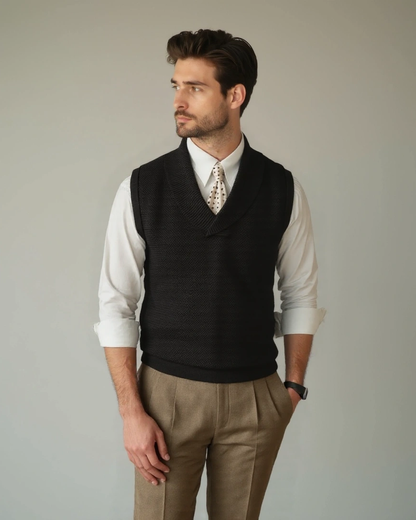 Lachlan | Green V-Neck Sleeveless Jumper