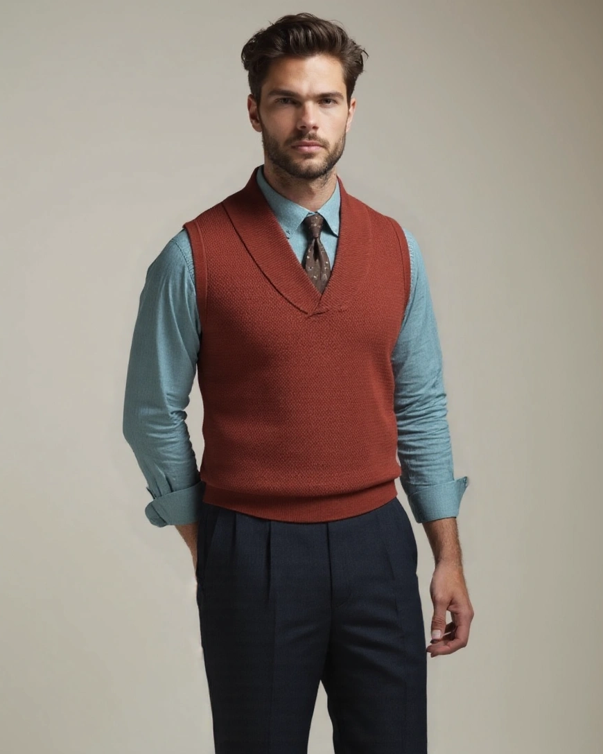 Lachlan | Green V-Neck Sleeveless Jumper