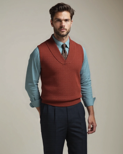 Lachlan | Green V-Neck Sleeveless Jumper