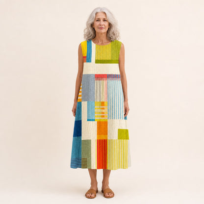 Edie | Colour Block Sleeveless Midi Dress