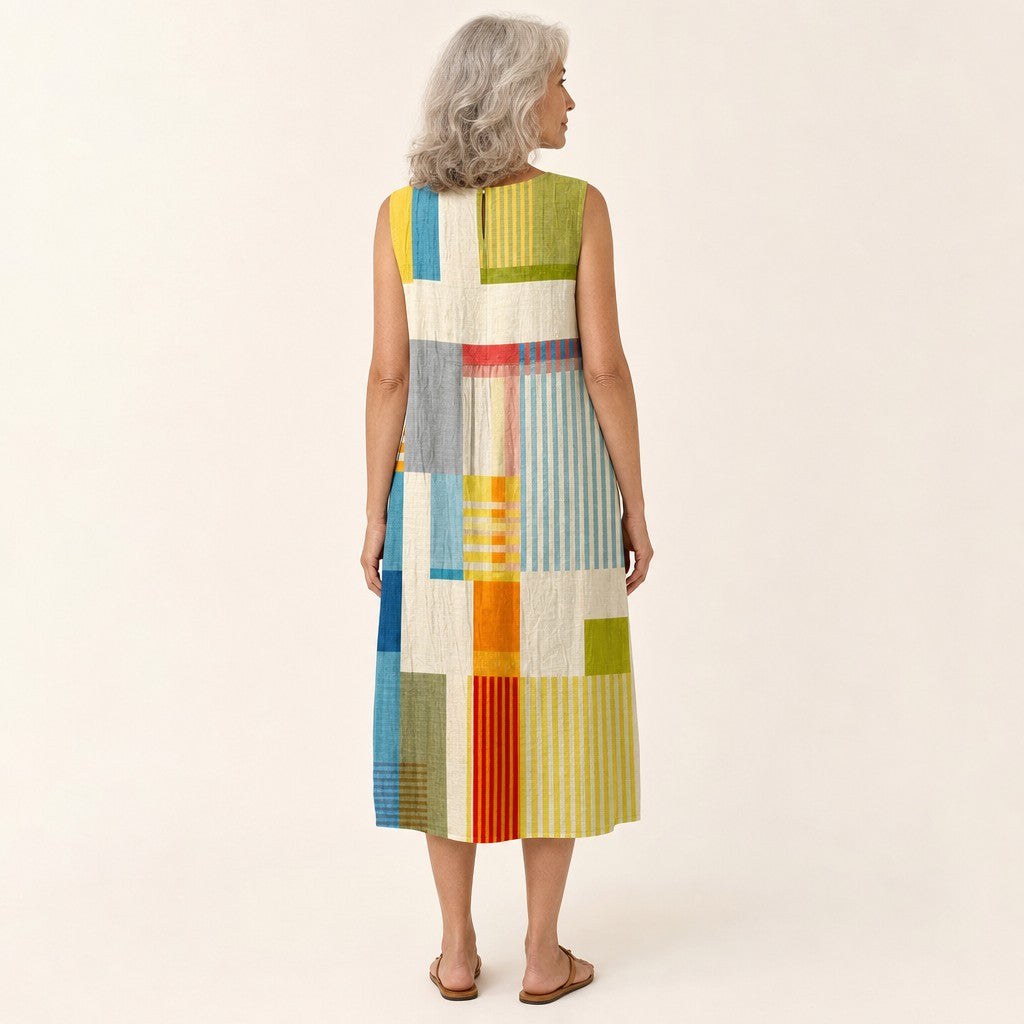Edie | Colour Block Sleeveless Midi Dress