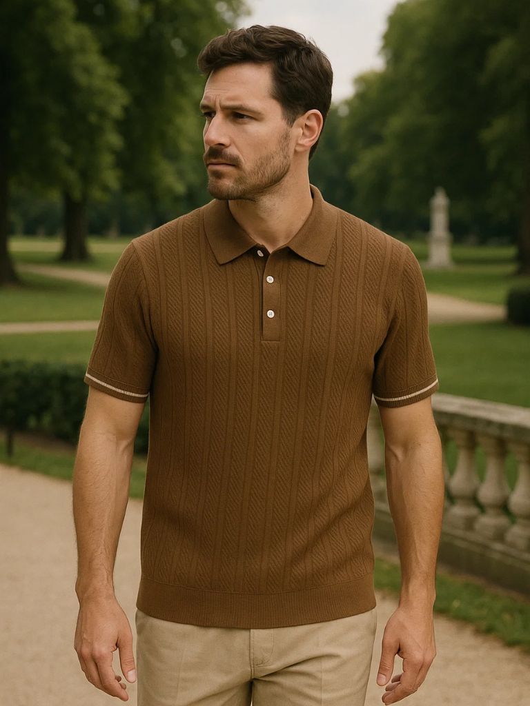 Leo | Textured Brown Polo Shirt