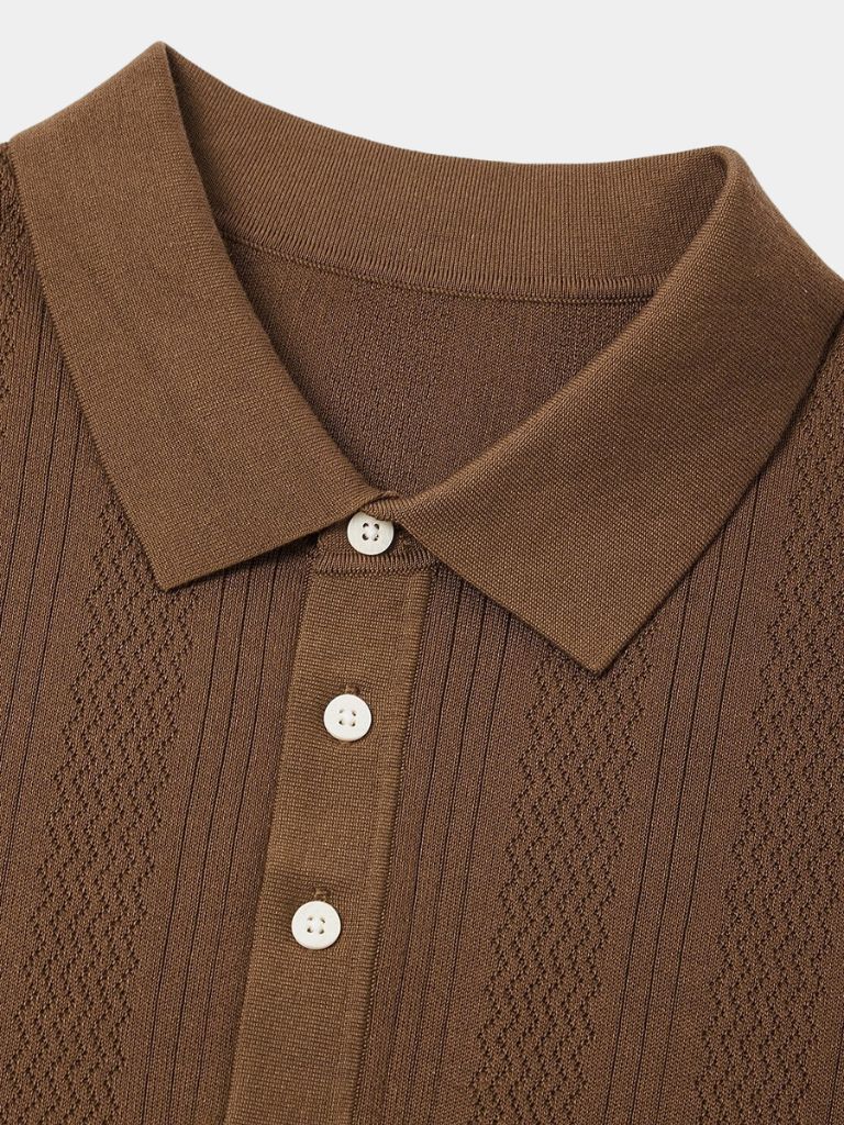 Leo | Textured Brown Polo Shirt