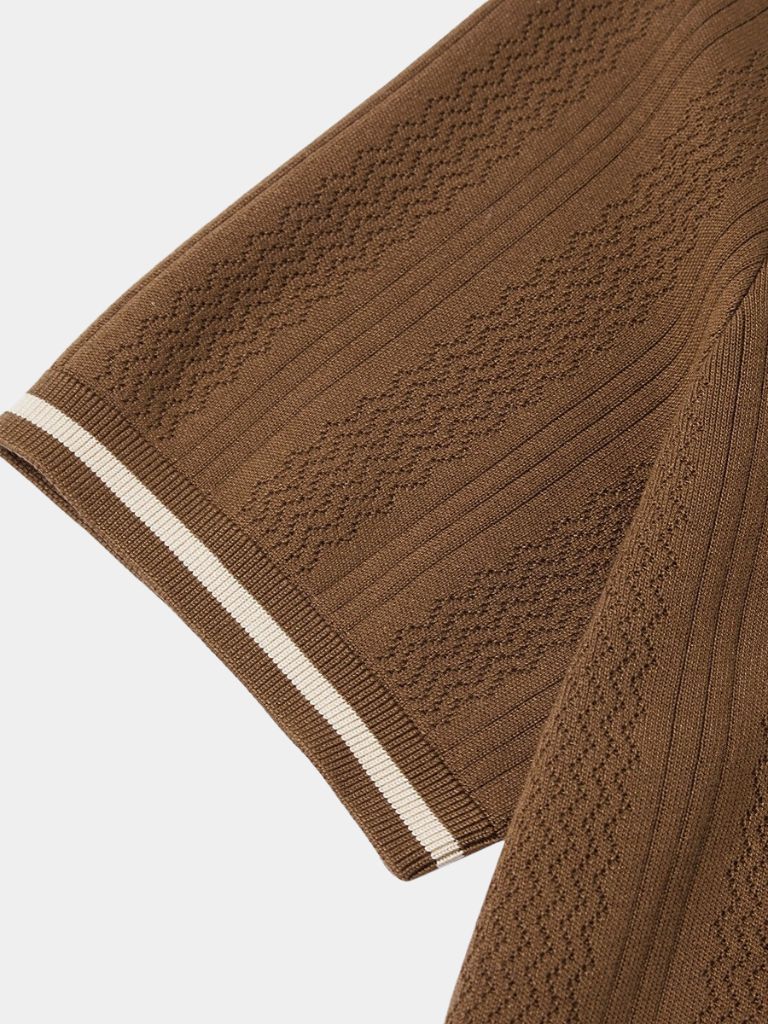 Leo | Textured Brown Polo Shirt
