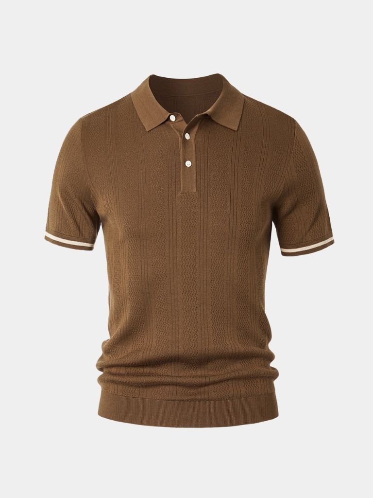 Leo | Textured Brown Polo Shirt
