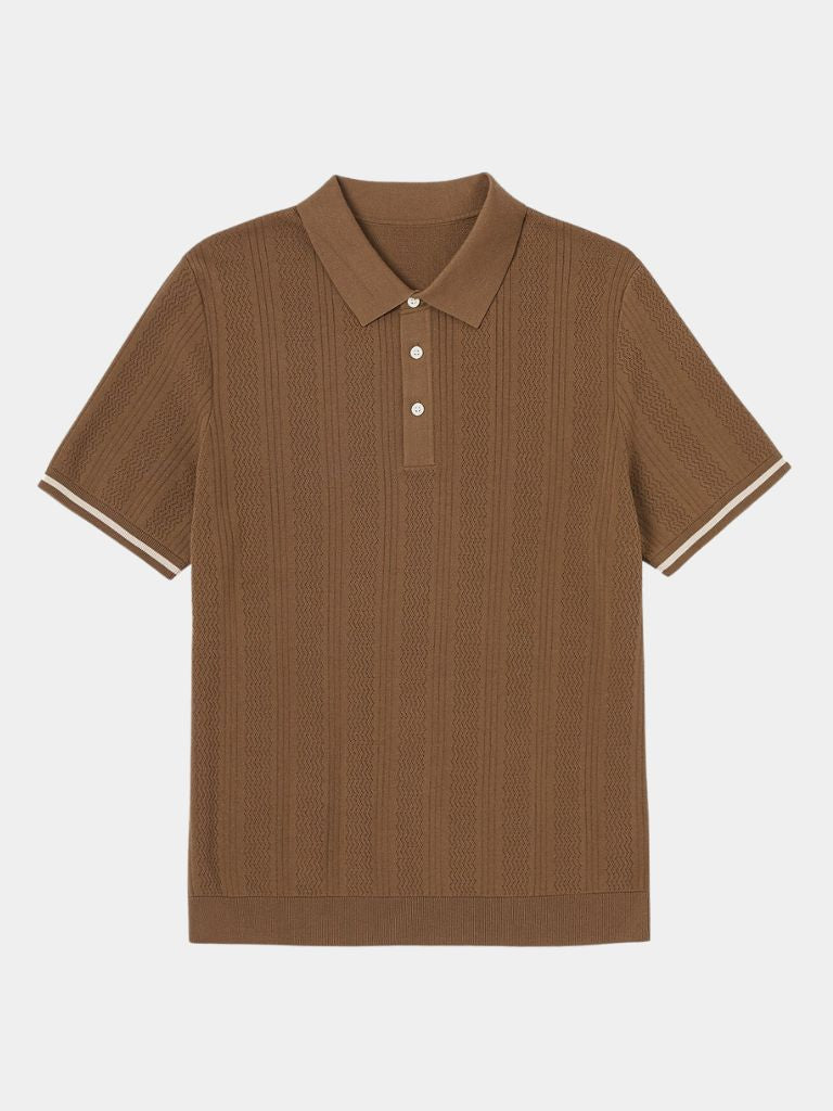 Leo | Textured Brown Polo Shirt