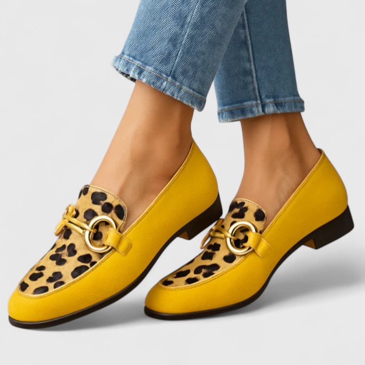Lena | Yellow Animal Print Loafers