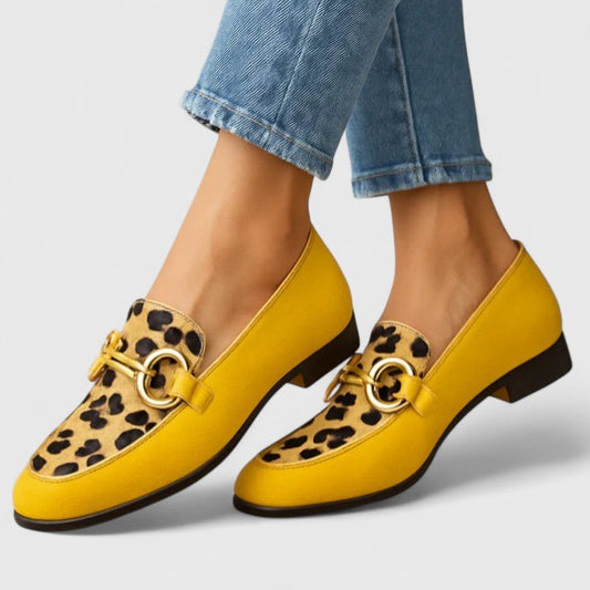Lena | Yellow Animal Print Loafers