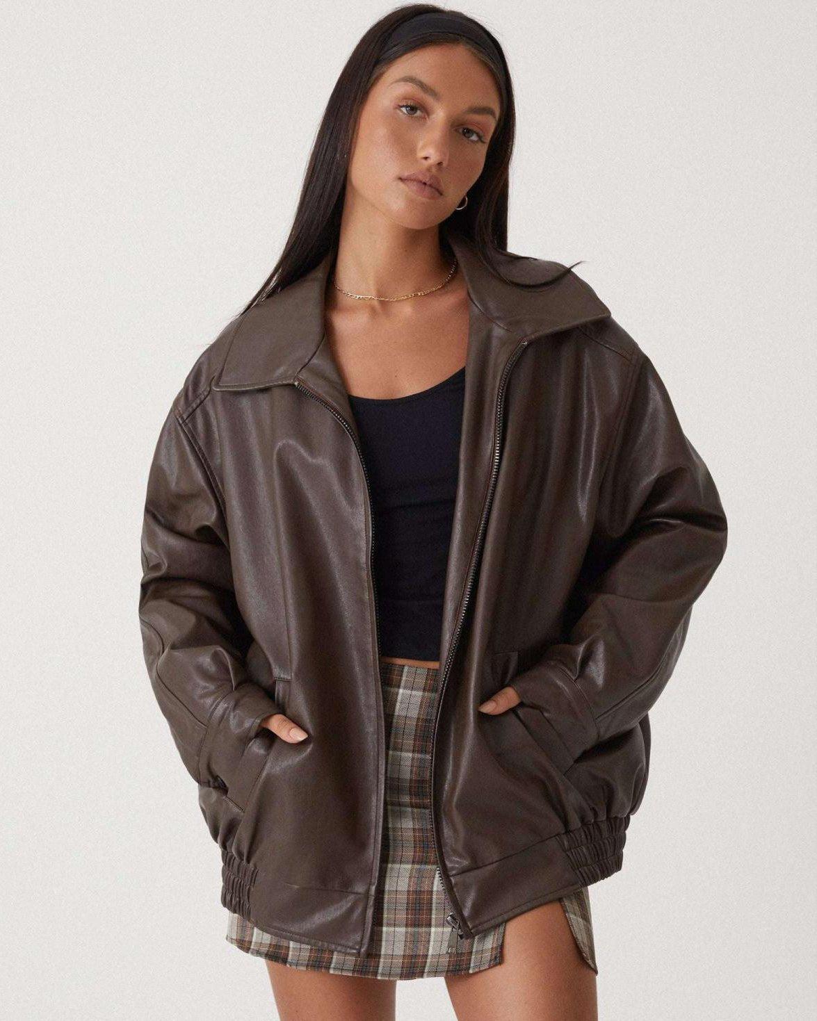 Leanne | Oversized Faux-Leather Jacket
