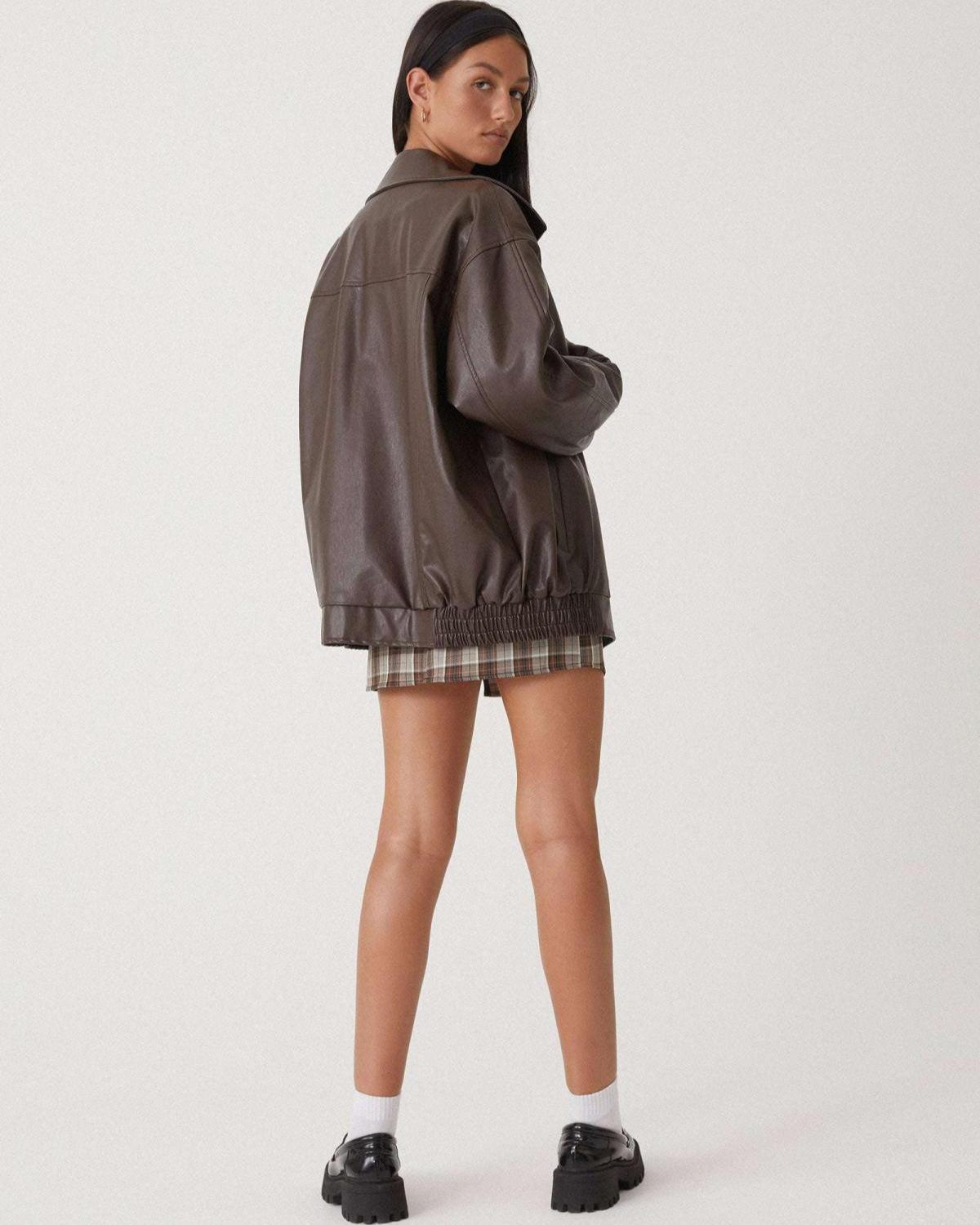 Leanne | Oversized Faux-Leather Jacket