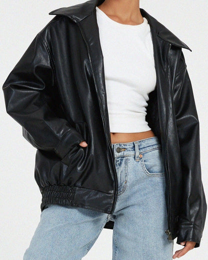 Leanne | Oversized Faux-Leather Jacket