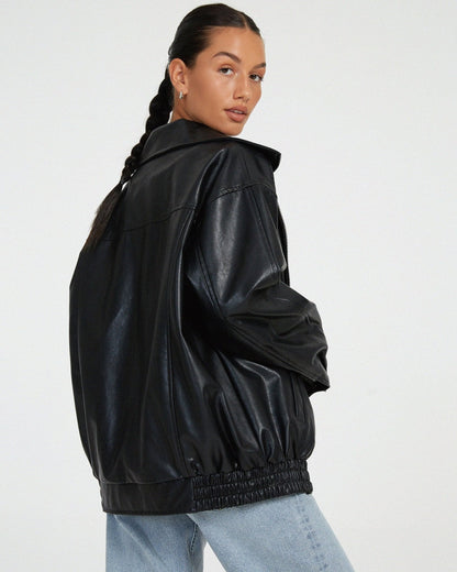 Leanne | Oversized Faux-Leather Jacket