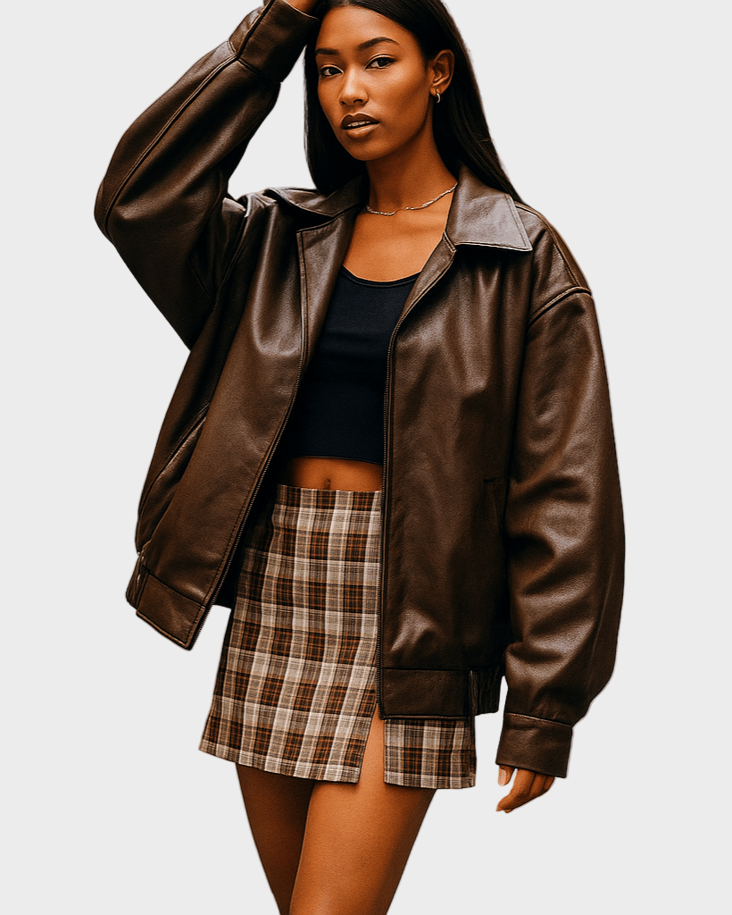 Leanne | Oversized Faux-Leather Jacket