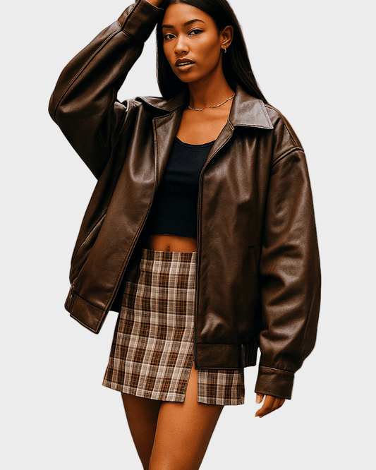 Leanne | Oversized Faux-Leather Jacket