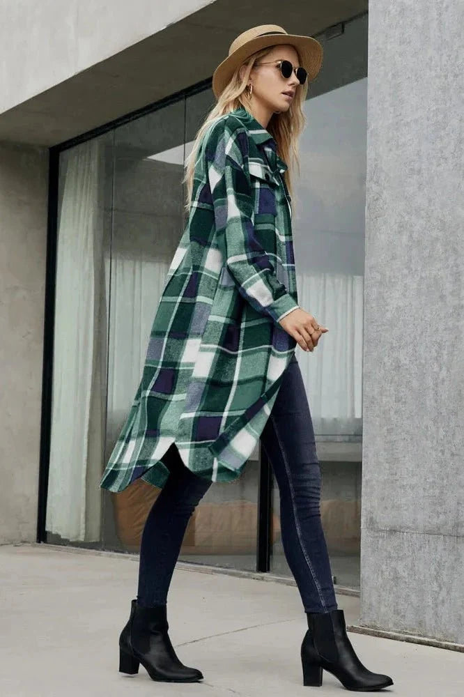 Leanne | Camel Check Retro Long Coat
