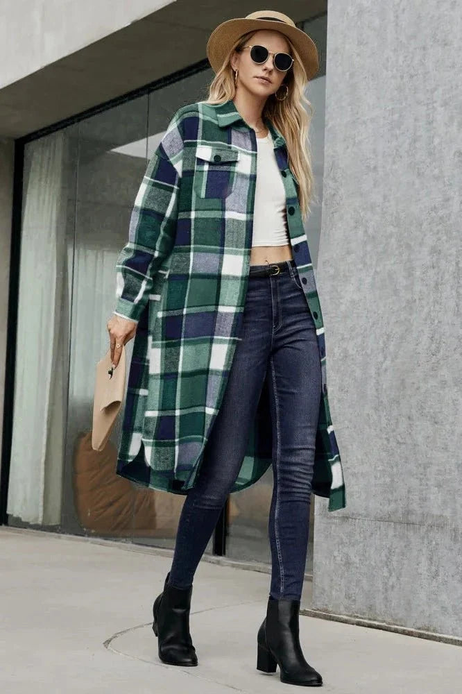 Leanne | Camel Check Retro Long Coat
