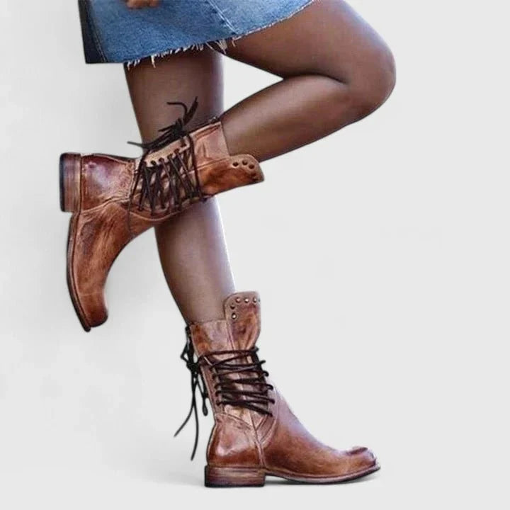 Leanne | Vintage Lace-Up Ankle Boots