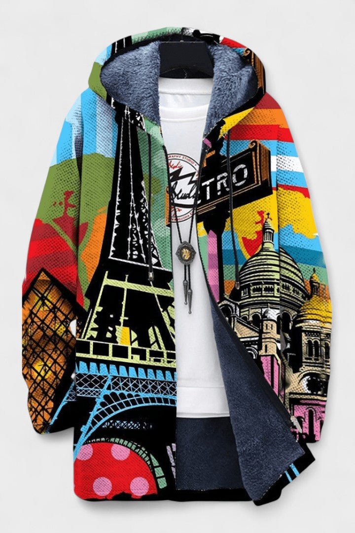 Lindsey | Paris Print Hooded Zip Jacket