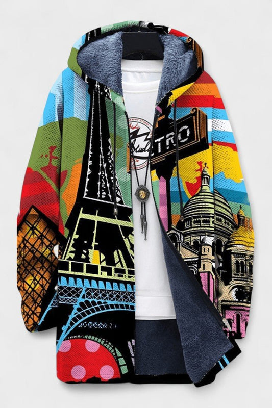 Lindsey | Paris Print Hooded Zip Jacket