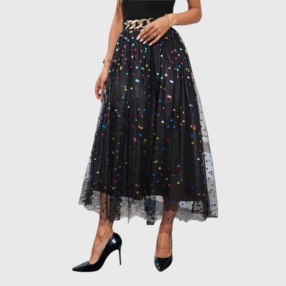 Leonie | Polka Dot Tulle Midi Skirt
