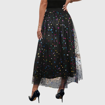 Leonie | Polka Dot Tulle Midi Skirt