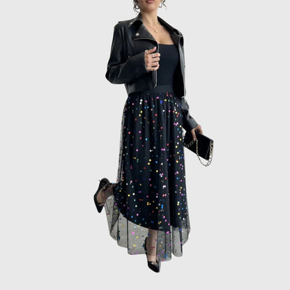 Leonie | Polka Dot Tulle Midi Skirt