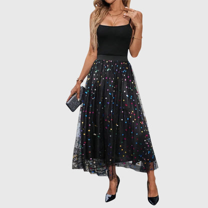 Leonie | Polka Dot Tulle Midi Skirt