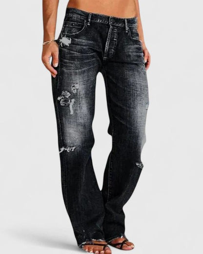 Lynette | Distressed Straight-Leg Jeans