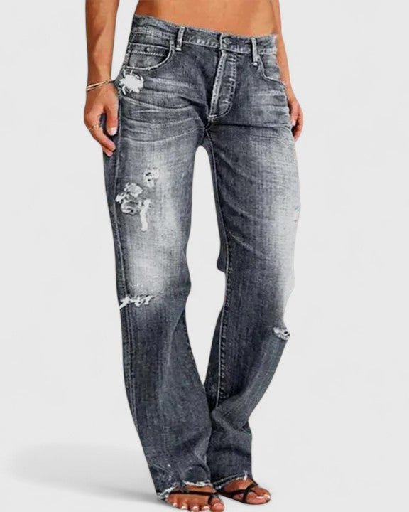 Lynette | Distressed Straight-Leg Jeans