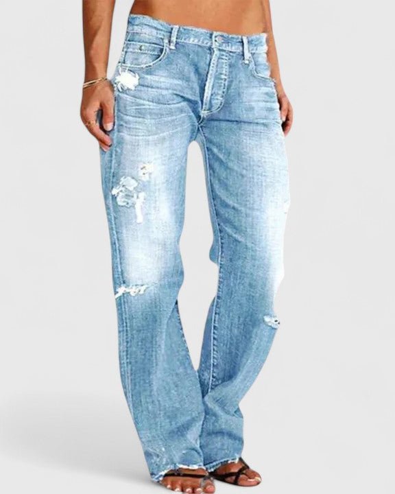 Lynette | Distressed Straight-Leg Jeans