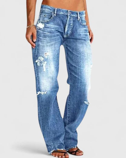 Lynette | Distressed Straight-Leg Jeans