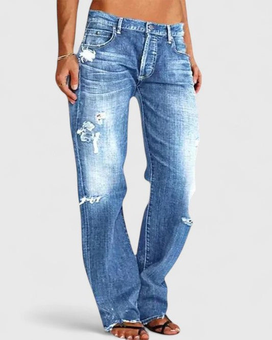 Lynette | Distressed Straight-Leg Jeans