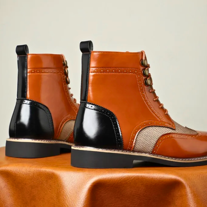 Leonard | Tan Brogue Lace-Up Boots