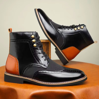Leonard | Tan Brogue Lace-Up Boots