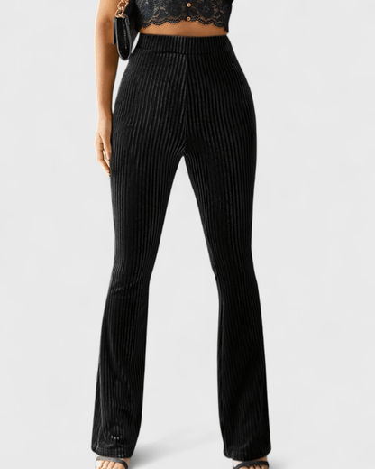 Lisa | Brown Ribbed Flared Trousers