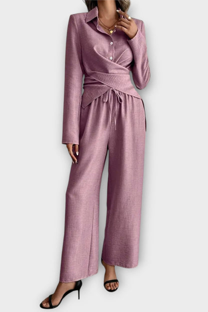 Olivia | Wrap-Front Long-Sleeve Trouser Set