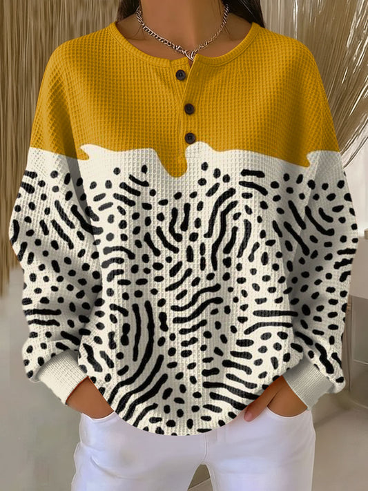 Freda | Mustard Abstract Dot Jumper
