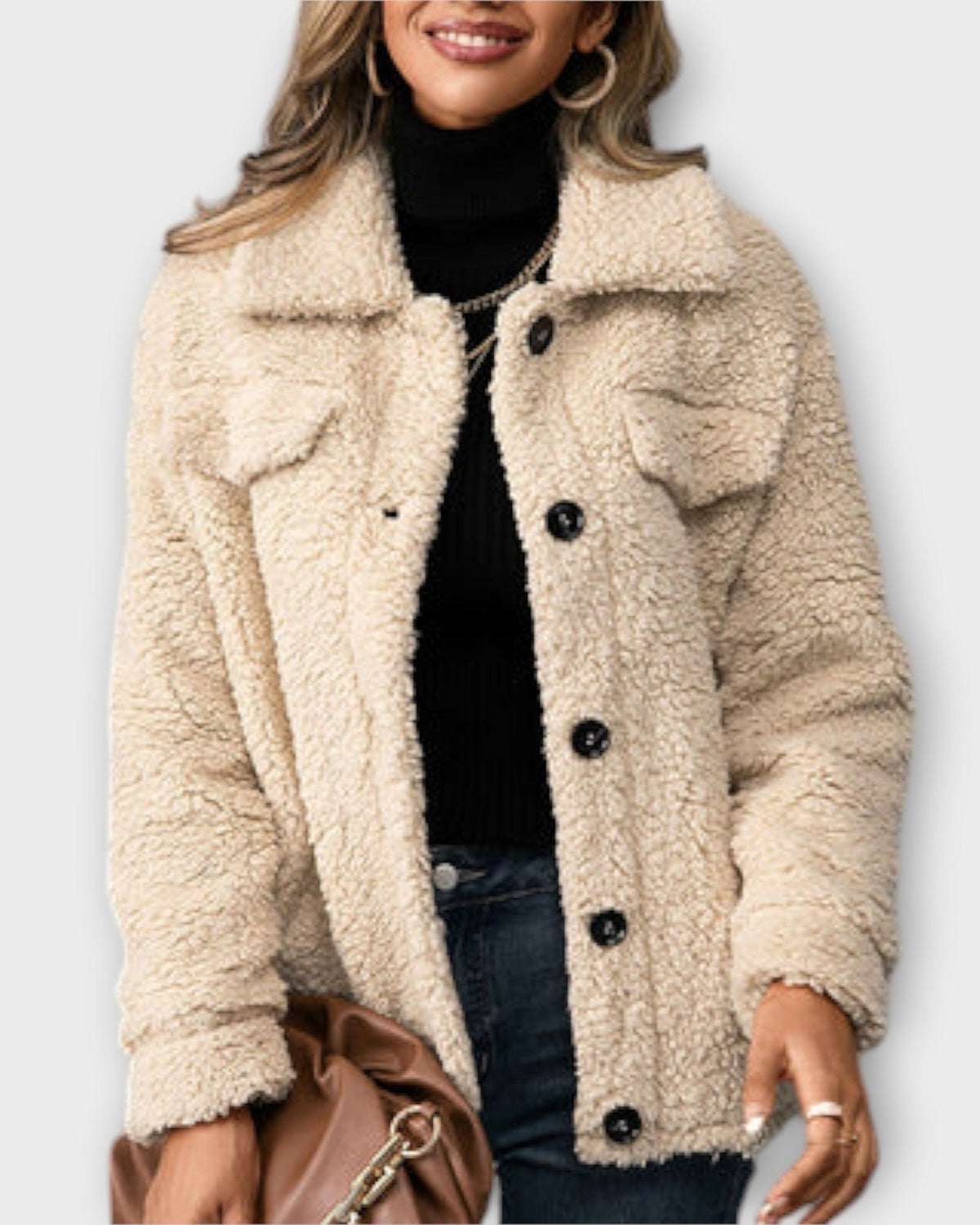 Olivia | Cream Teddy Jacket