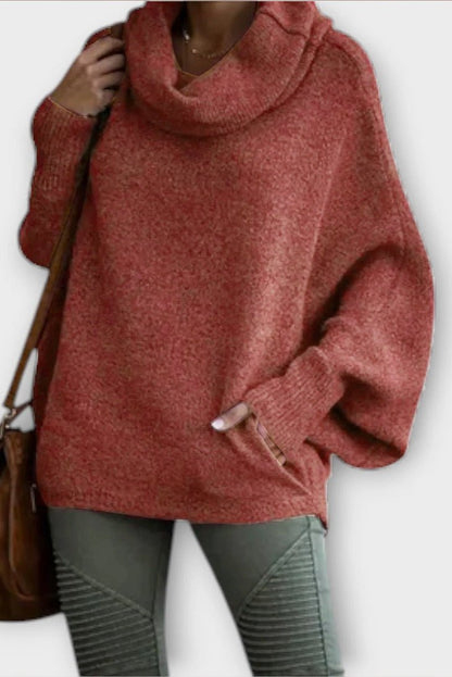 Olivia | Beige Relaxed Funnel-Neck Jumper
