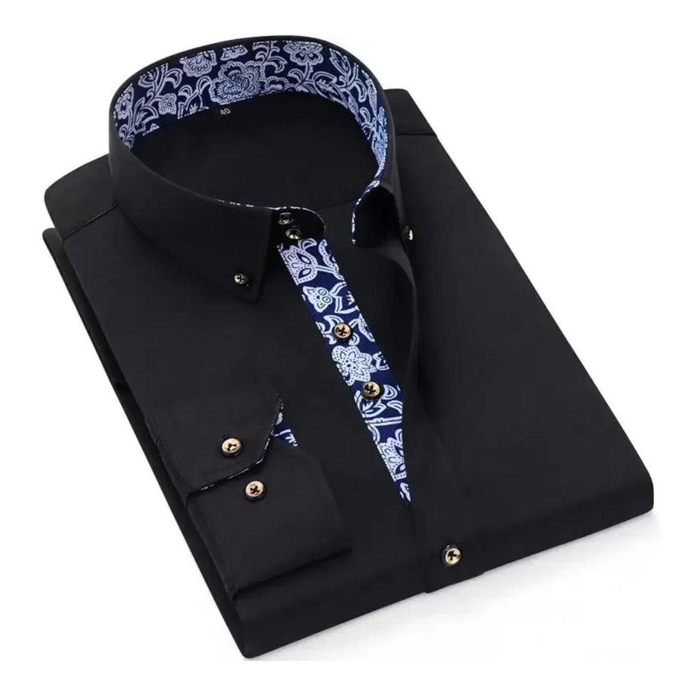 David | Black Contrast-Trim Shirt