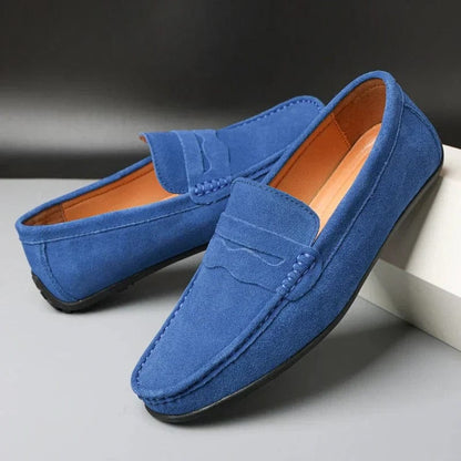 Arthur | Navy Suede Penny Loafers
