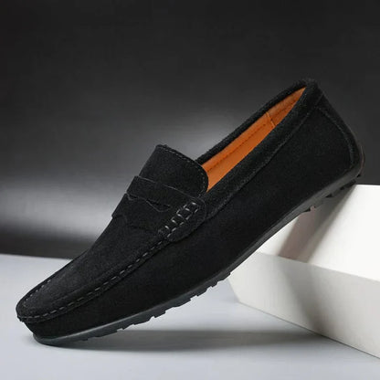 Arthur | Navy Suede Penny Loafers