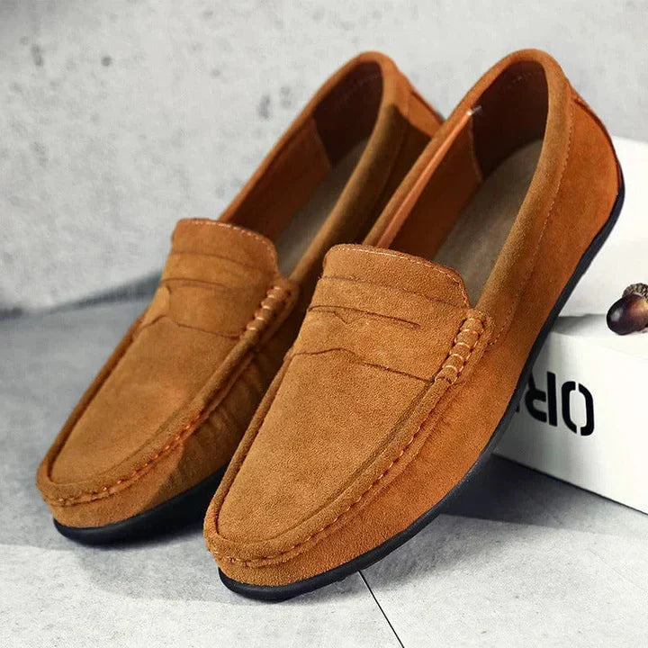 Arthur | Navy Suede Penny Loafers