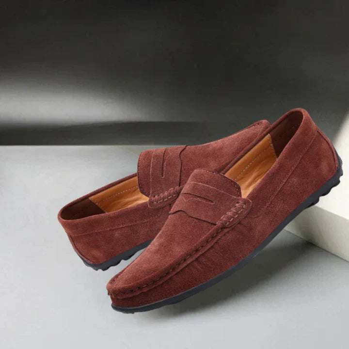 Arthur | Navy Suede Penny Loafers