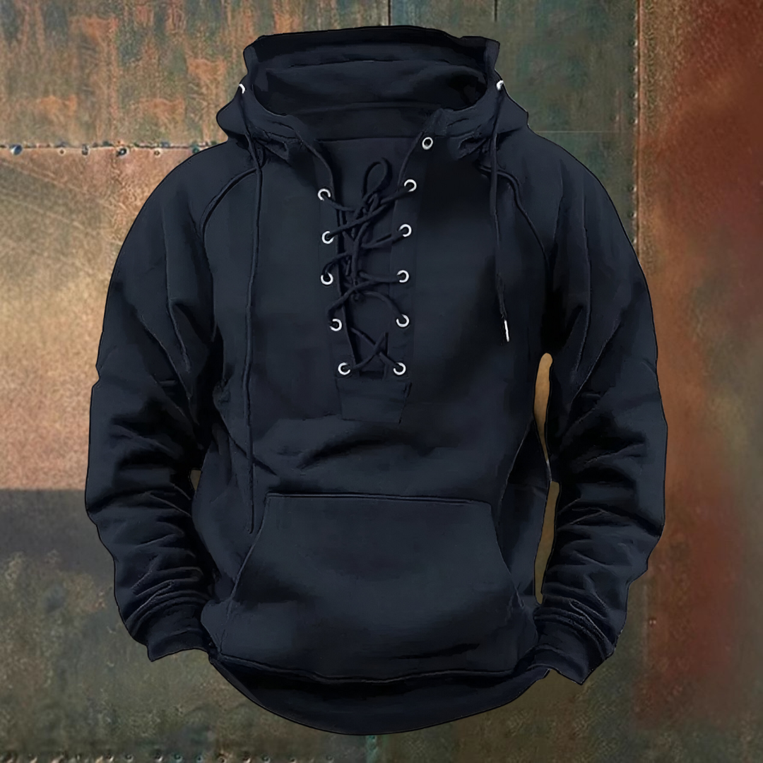 Louis | Brown Lace-Up Hooded Sweatshirt