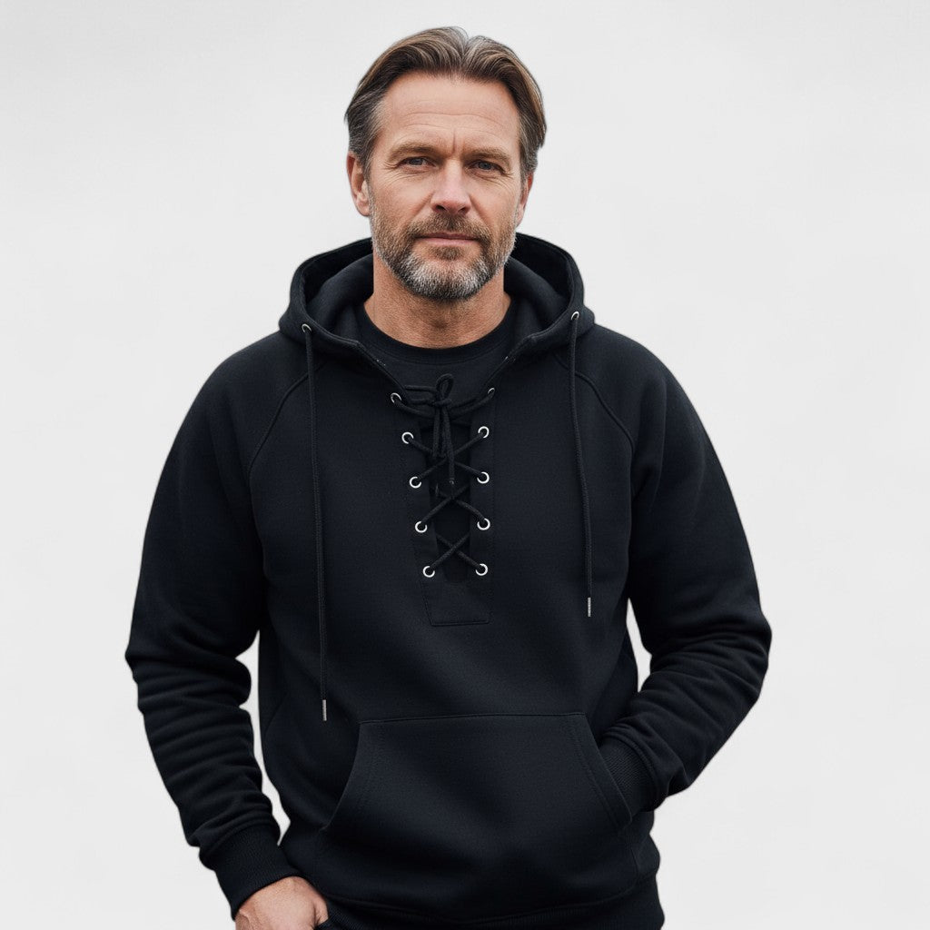 Louis | Brown Lace-Up Hooded Sweatshirt
